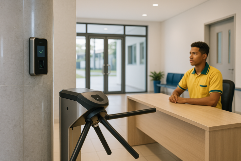 Saiba como estruturar o controle de acesso em escolas: perfis por tipo de usuário, registro de prestadores, catracas biométricas e integração com câmeras. Conheça a Security 24h.