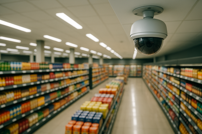 Câmera com IA, alarme e central de monitoramento 24h formam o sistema mais eficaz para reduzir furtos em supermercados. Entenda como funciona na prática.